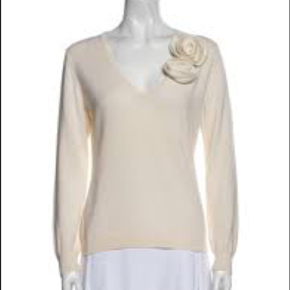 Vintage Valentino Wool Ivory V Neck Sweater (SW2) - Picture 1 of 8